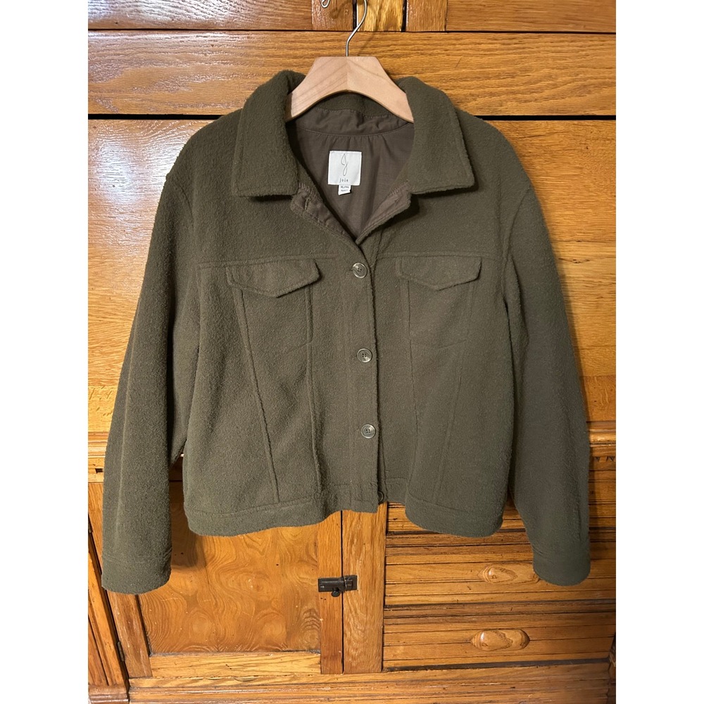 Joie Granola Gorpcore Olive Green Fleece Shirt Jacket XL Utility Shacket Cozy